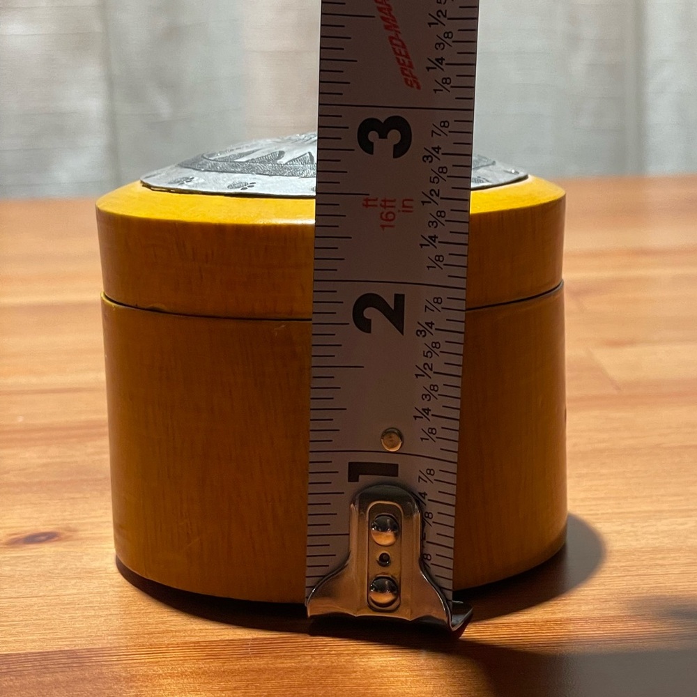 VTG Cat Playing With Yarn Stamped Emblem Lidded Trinket Box Bamboo Jewelry Decor - Picture 16 of 16